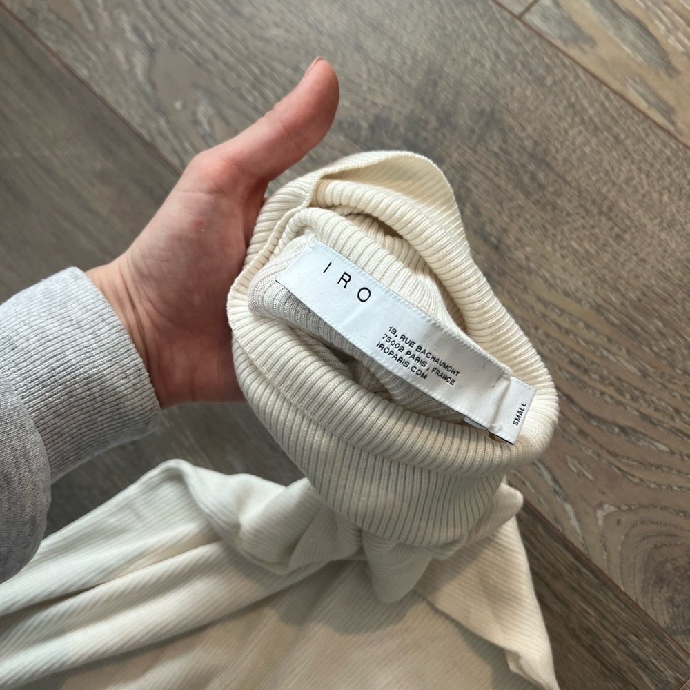 IRO Cream Ribbed Sleeveless Turtleneck Top - Picture 3 of 5